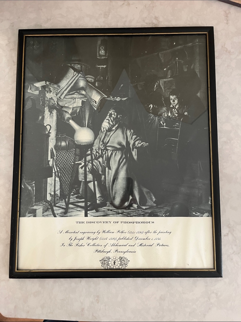 Vintage/antique Dark Academia Framed poster print “The Discovery of Phosphorus “